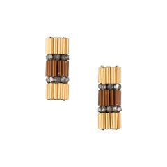 Coppola e Toppo Vintage gold-tone and coppery metal 70s earrings with rhinestone
