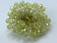 Coppola e Toppo Broche de flor de los años 60 con cuentas de cristal amarillo / verde