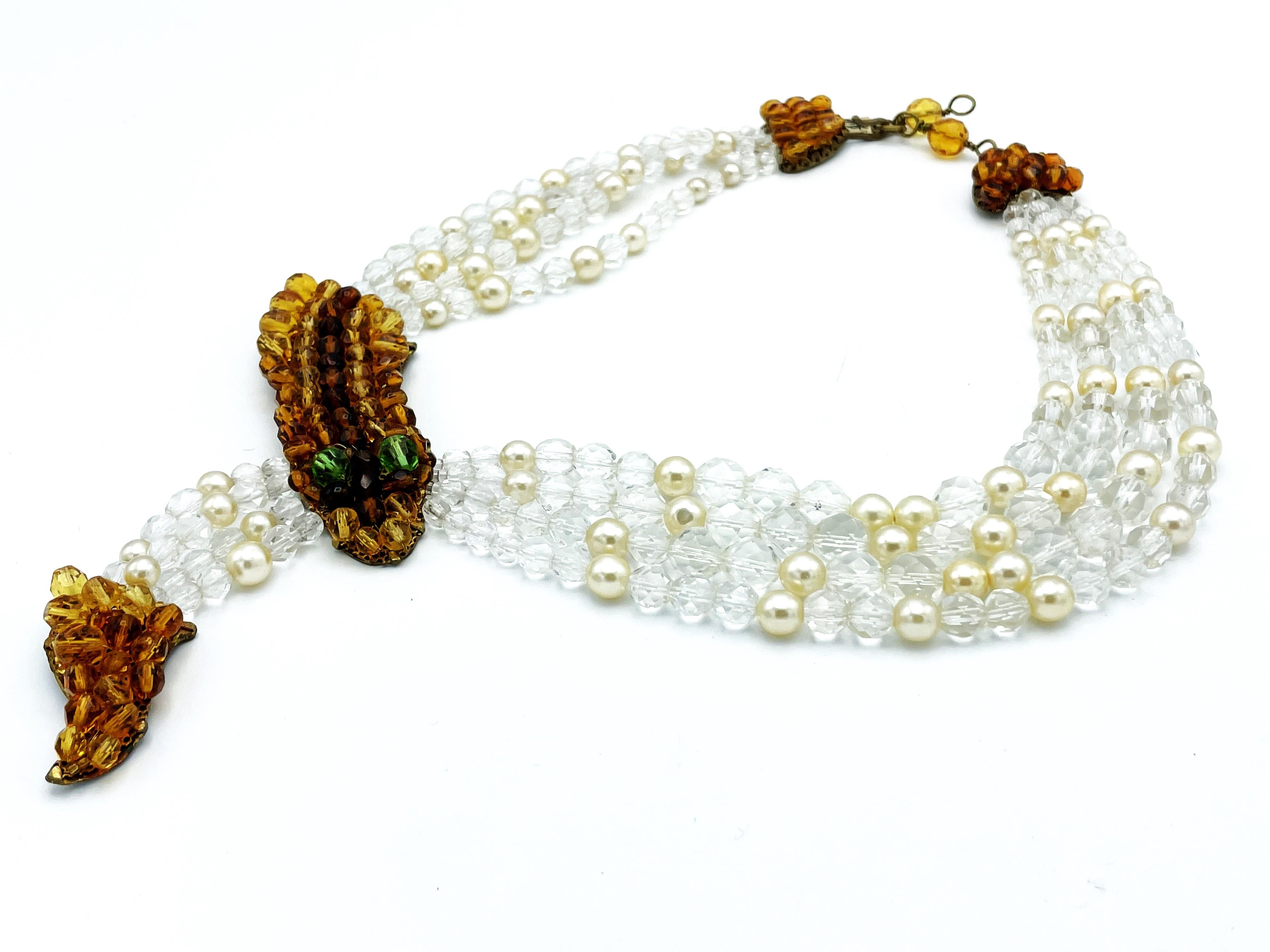 Coppola & Toppo beaded necklace with a snake head and tail, Italy 1950  For Sale 6