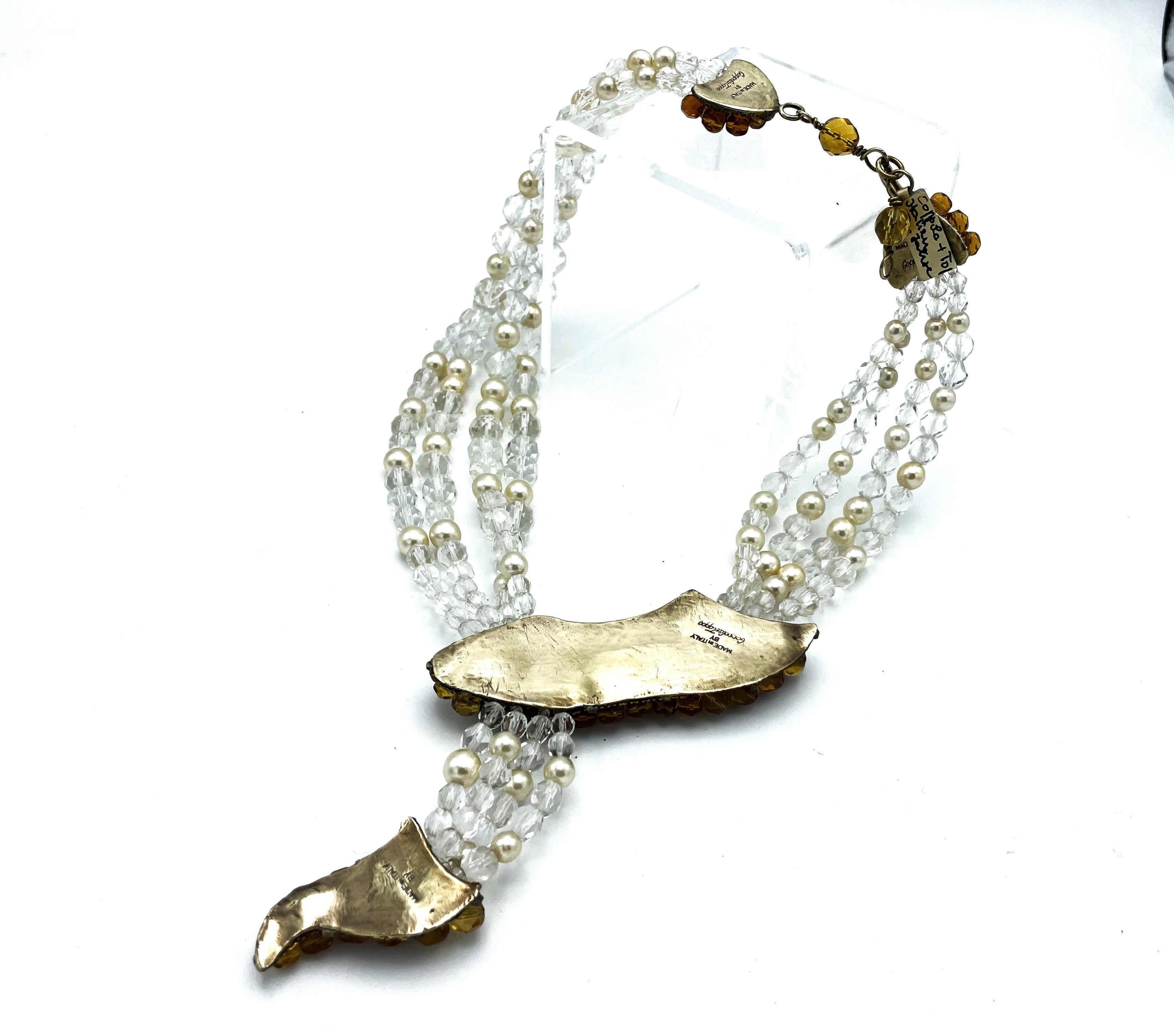 Collar de cuentas Coppola & Toppo con cabeza y cola de serpiente, Italia 1950 en venta 2