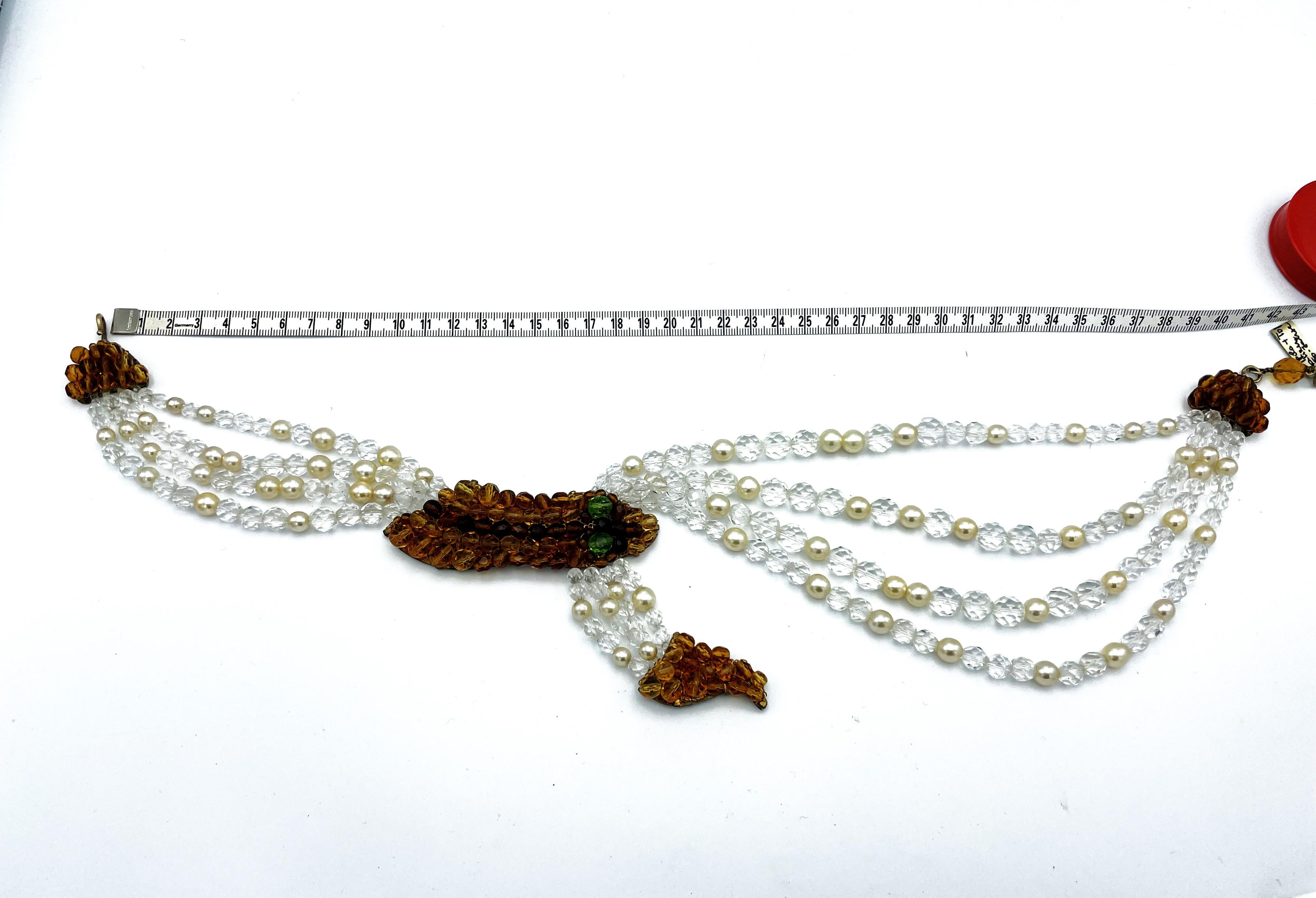 Coppola & Toppo beaded necklace with a snake head and tail, Italy 1950  For Sale 1