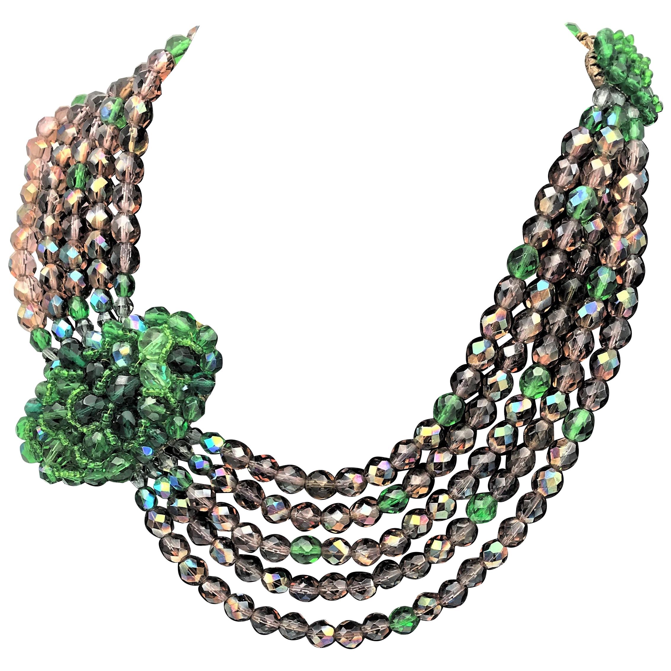 Coppola & Toppo, Italien 1950s hand beaded crystal necklace  For Sale