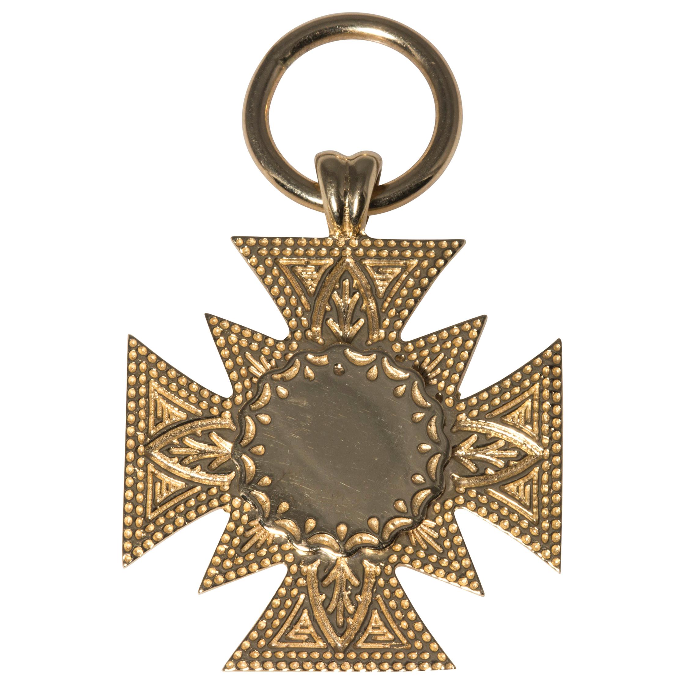 Coptic Cross Fob in 14 Karat Yellow Gold For Sale