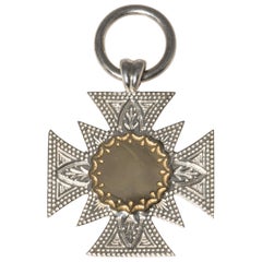 Coptic Cross Fob in 14 Karat Yellow Gold Sterling Silver Mixed Metal