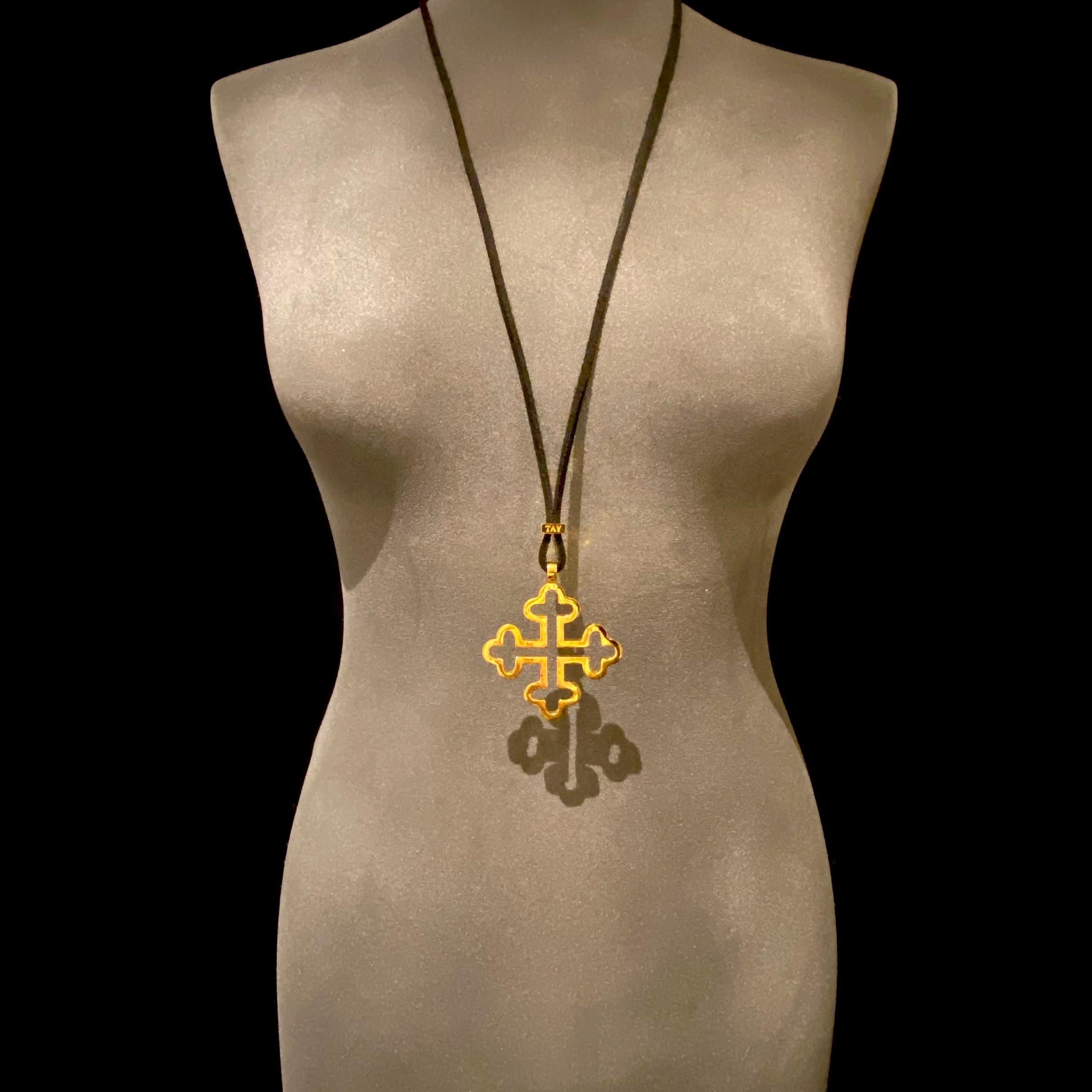 Coptic Cross pendant with Aquamarine set 'keeper' 2