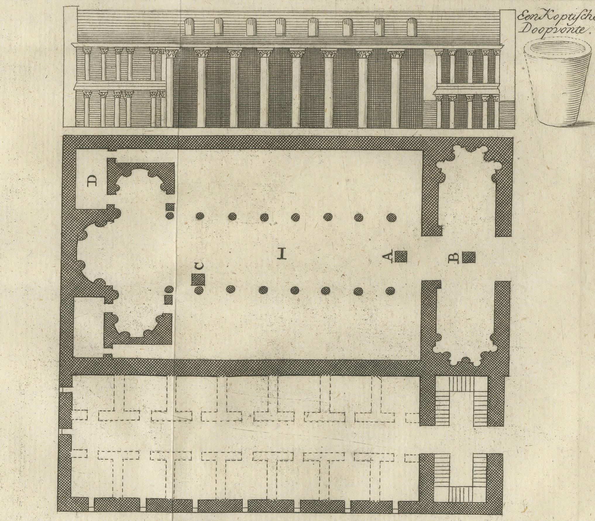 Plan eines koptischen Klosters, Ammoniakofen und Eierbrutkasten, Ägypten um 1776 (Graviert) im Angebot