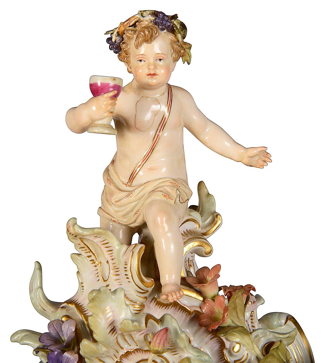 German Copy - 19th Century Meissen clock depicting the four seasons. For Sale