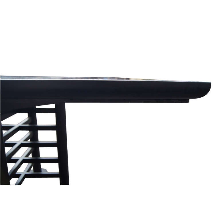 American 8 ft Marble & Ebonized Wood Table by Michael & Katherine McCoy Cranbrook For Sale
