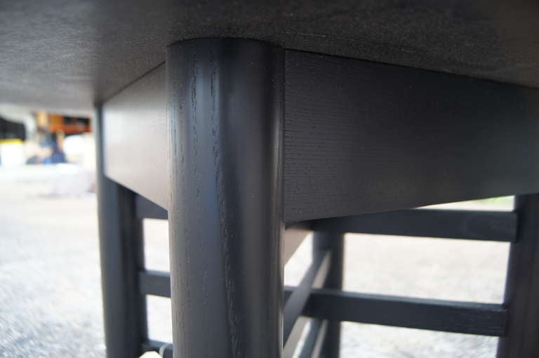 8 ft Marble & Ebonized Wood Table by Michael & Katherine McCoy Cranbrook In Good Condition For Sale In Pasadena, TX