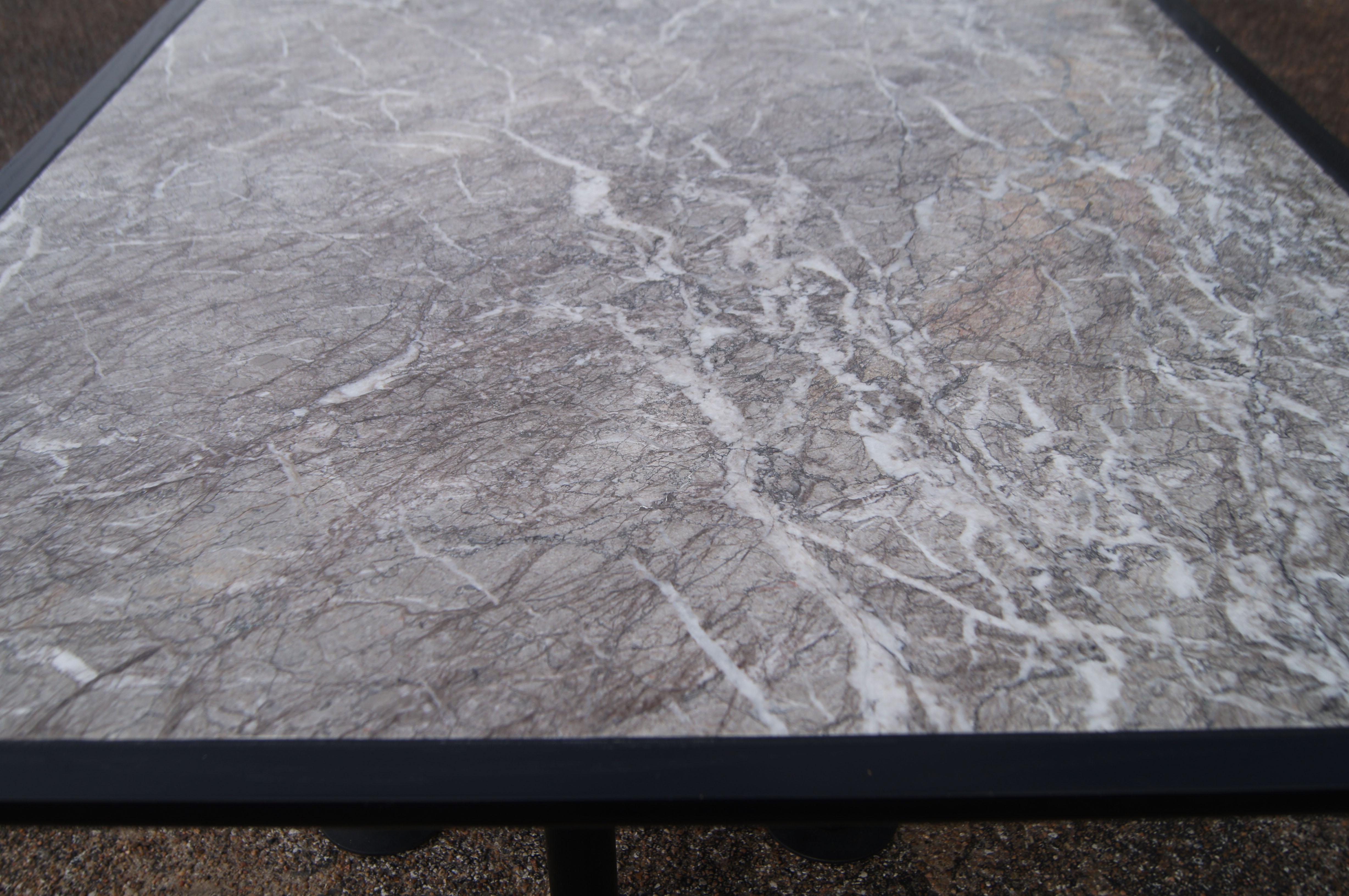 Mid-20th Century 8 ft Marble & Ebonized Wood Table by Michael & Katherine McCoy Cranbrook For Sale