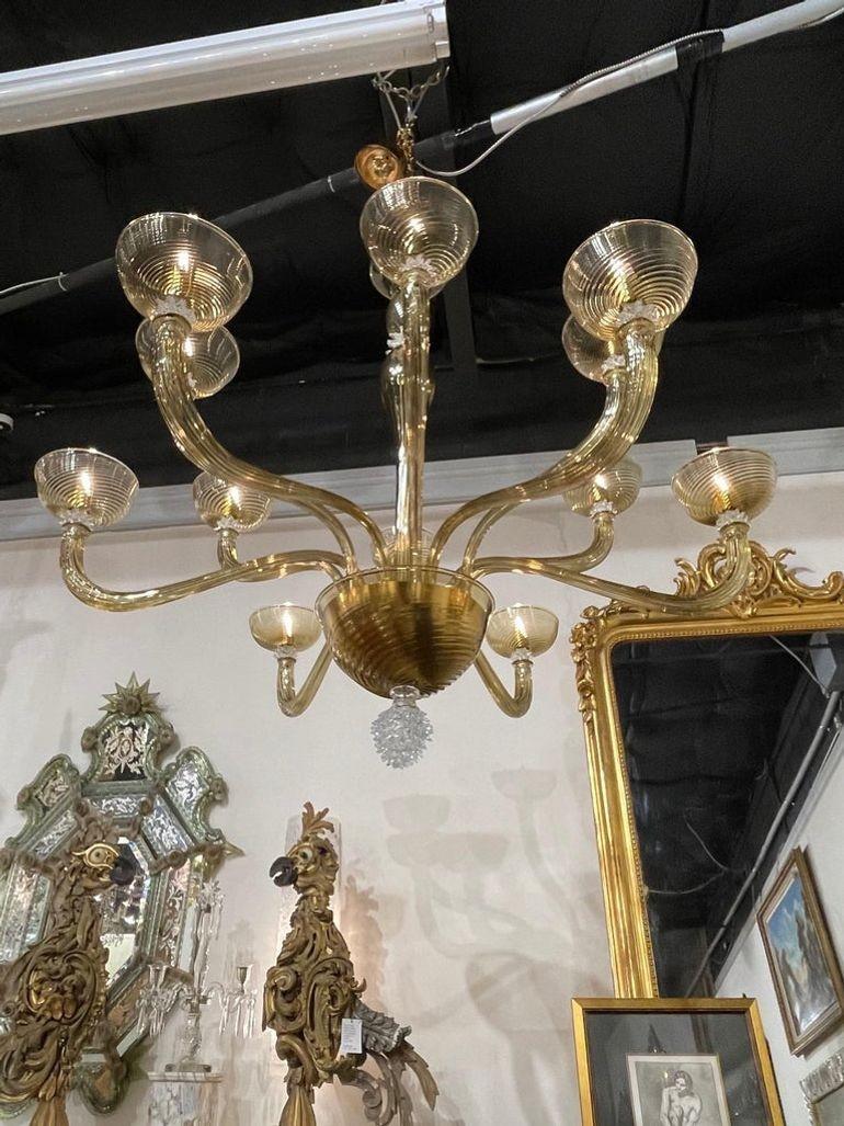 Copy - Modern Gold Murano Glass Chandelier with 12 Arms For Sale 3