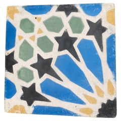 Moroccan Encaustic Cement Tile with Moorish Fez Design