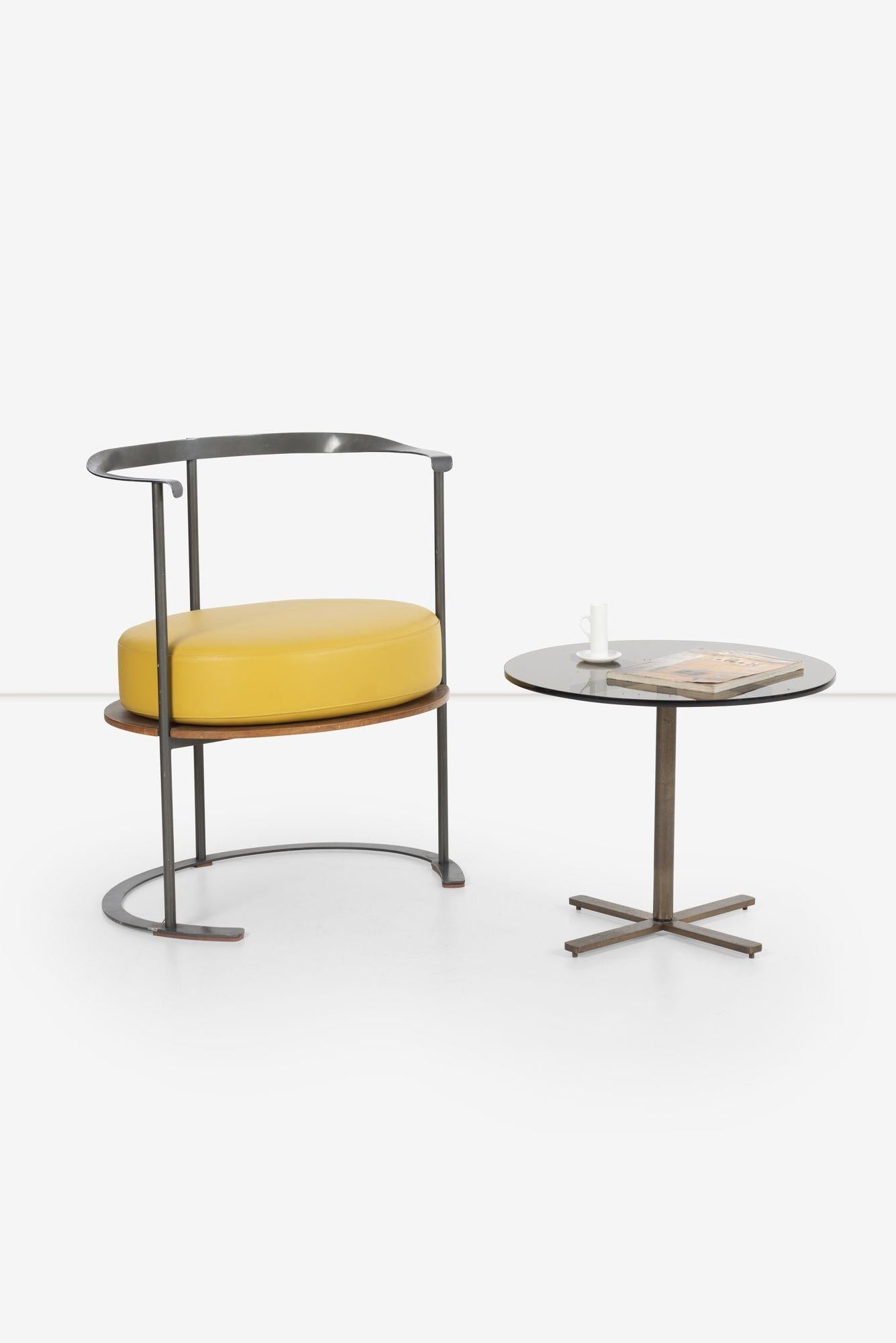 Americano Copia - Nicos Zographos Tavolino con base in bronzo e piano in vetro anni '70 in vendita