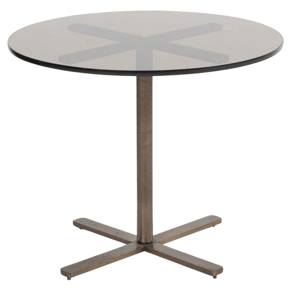 Copia - Nicos Zographos Tavolino con base in bronzo e piano in vetro anni '70