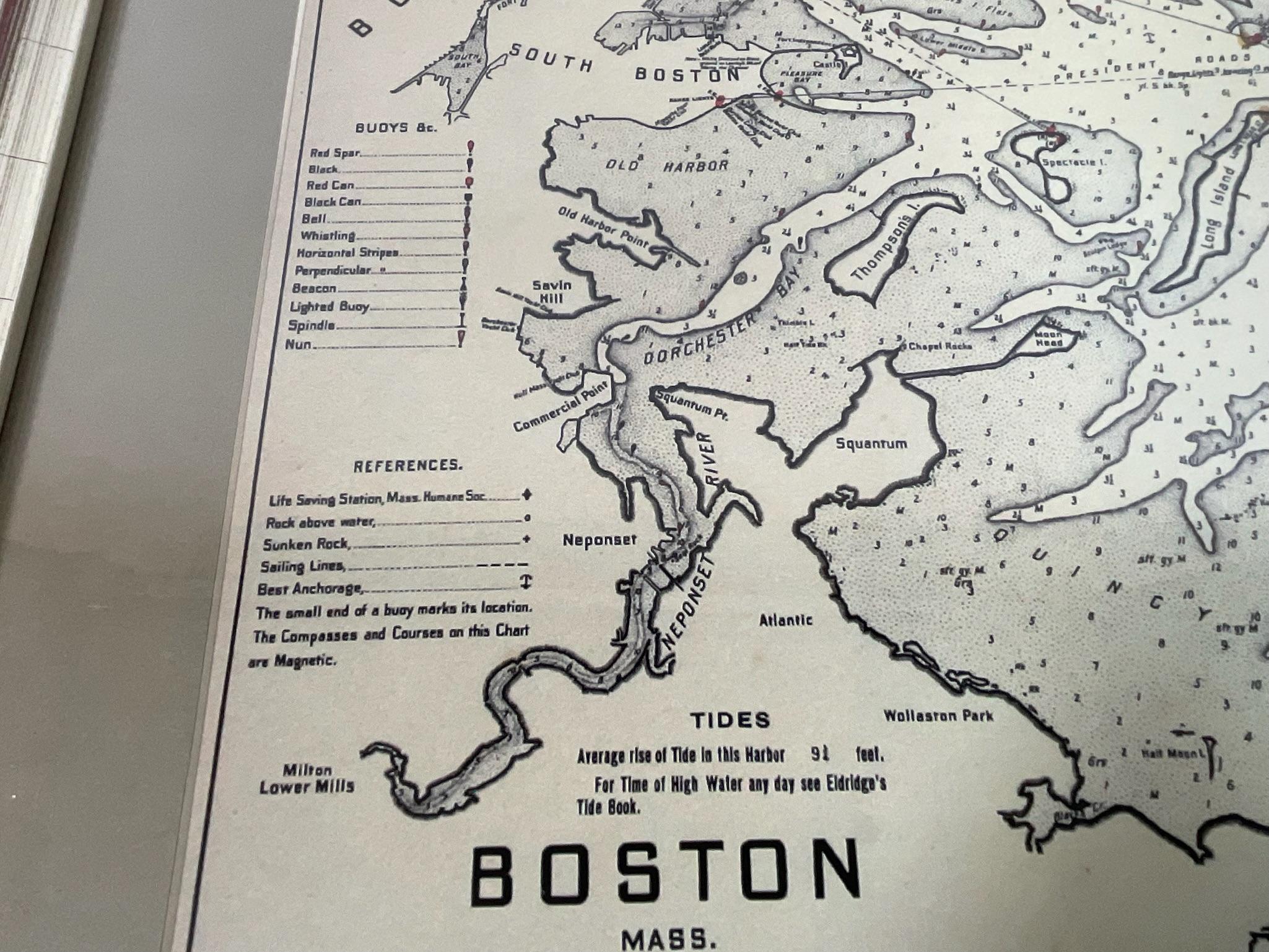 Kopie der Karte des Bostoner Hafens von 1901 (Papier) im Angebot