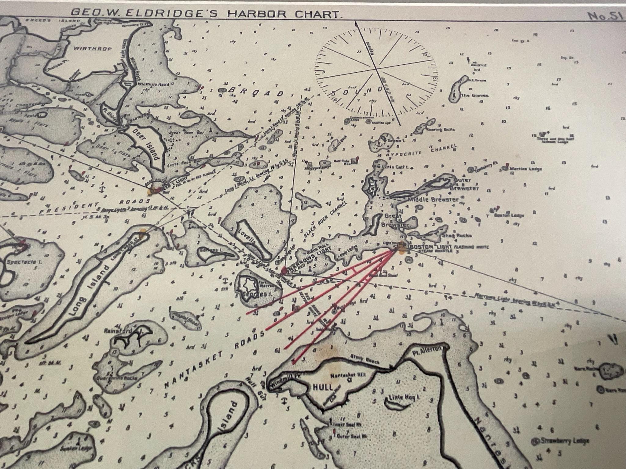 Kopie der Karte des Bostoner Hafens von 1901 im Angebot 1