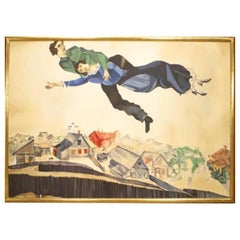 Over the Town Copy Painting, Chagall Style, Circa 1918, 59x81.5 in