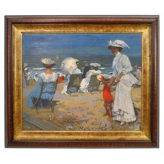 Copie d'une peinture impressionniste d'une scène de plage
