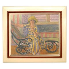 Hand-Painted Art Deco Portrait 'The Cigarette', Late 20th Century