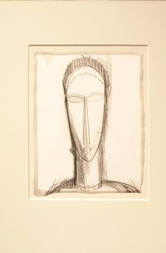 Copy of a Stone Head by Amedeo Modigliani 20th Century Philippe Delenseigne