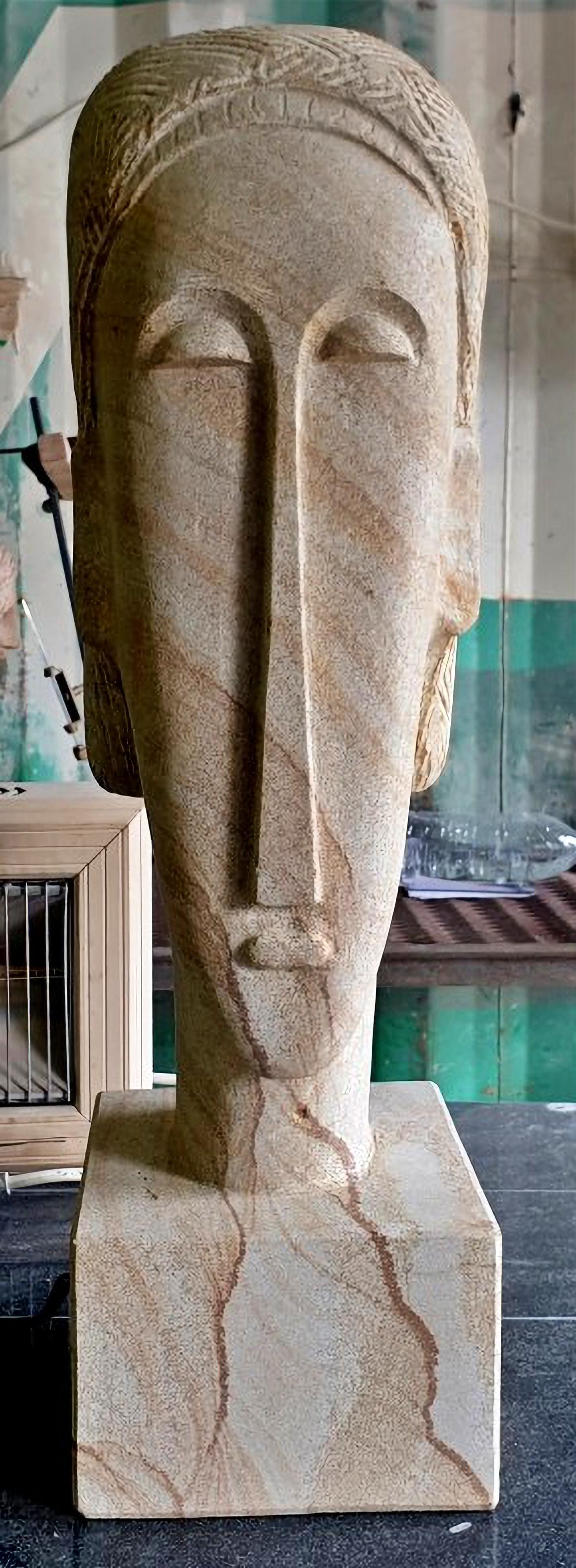 Copia de una cabeza de piedra de Amedeo Modigliani Siglo XX Philippe Delenseigne Francés