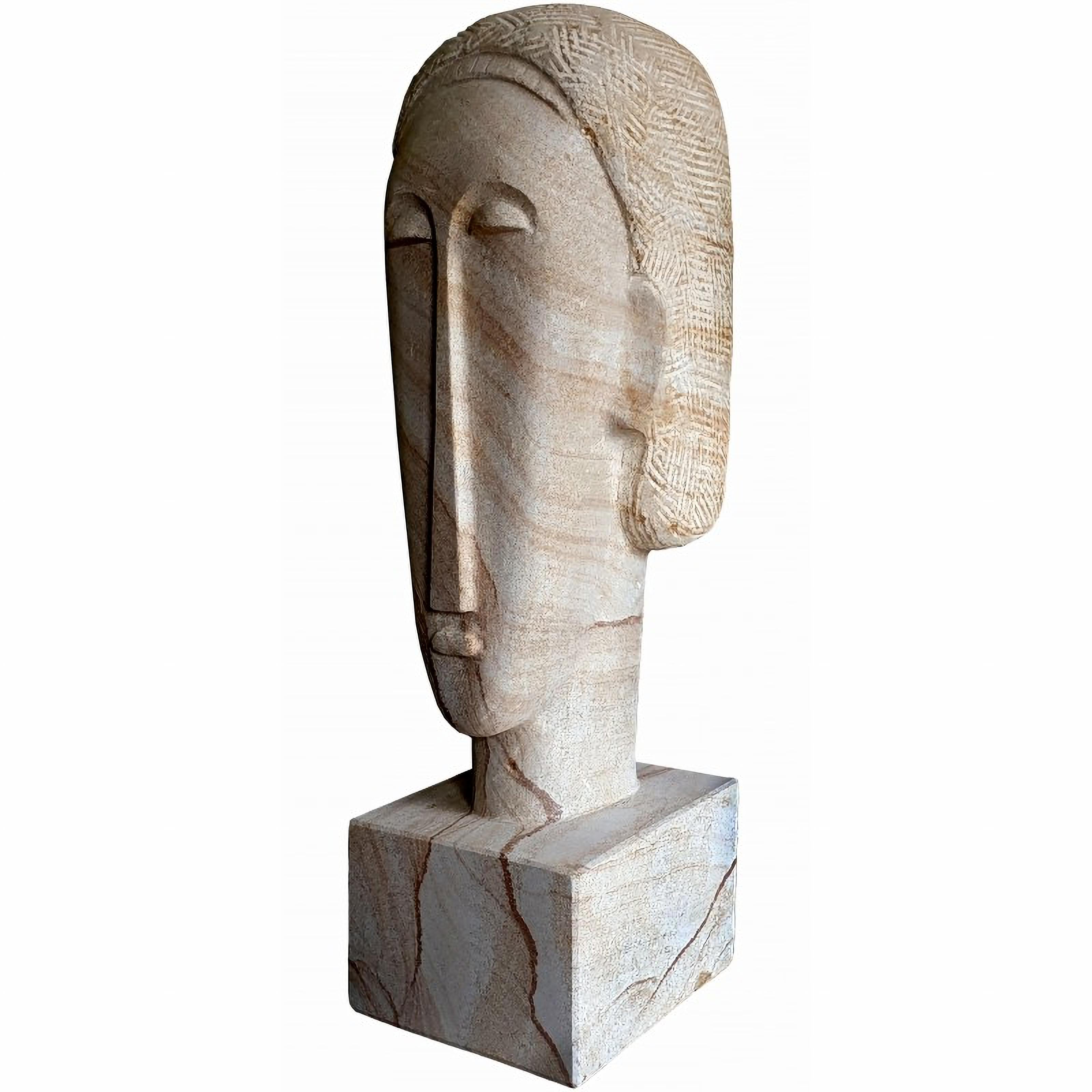 Copia de una cabeza de piedra de Amedeo Modigliani Siglo XX Philippe Delenseigne en Bueno Estado en Madrid, ES