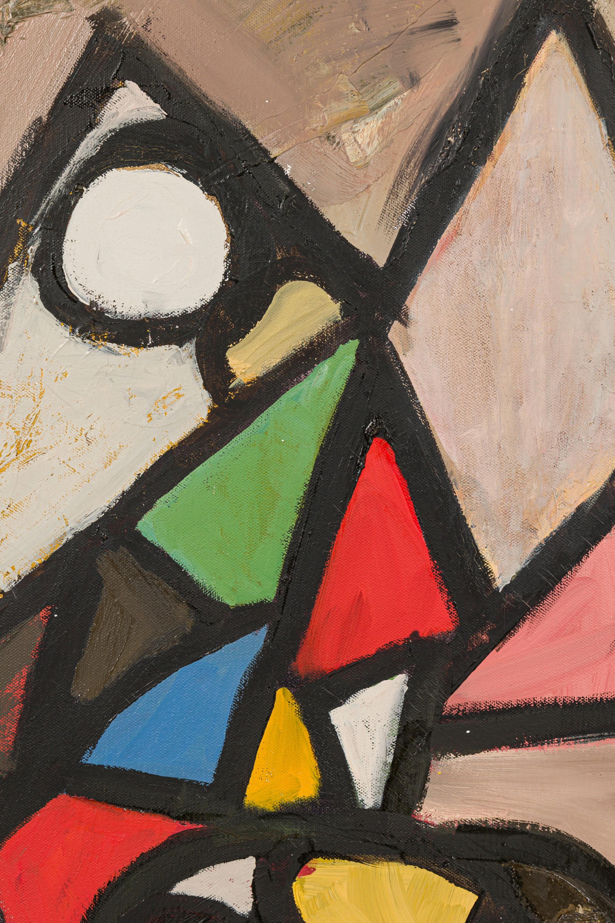 Americano Copia della pittura astratta a triangolo in vendita