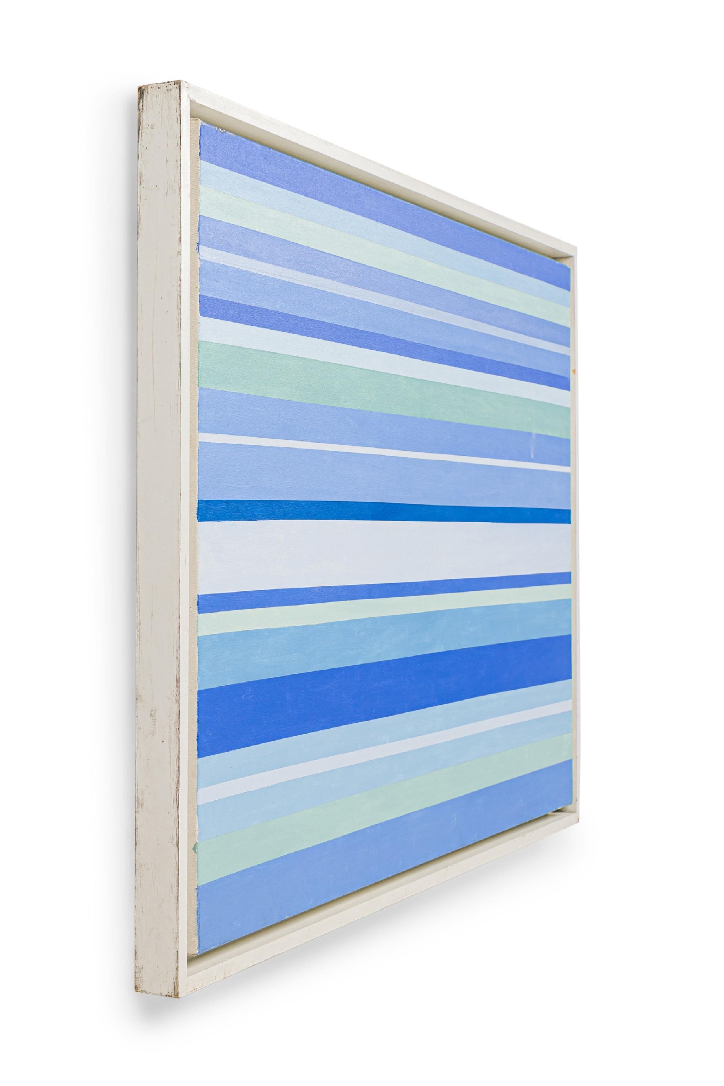 Copy of an abstract painting in modern style with alternating bands of blues and greens

Condition: Good; Wear consistent with age and use