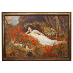 Woman in the Woods Painting, Copy of Arthur Wardle, Antique, 50x70