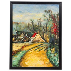 Copie de la peinture à l
huile de Paul Cezanne intitulée : "Le tournant de la route à Auvers"