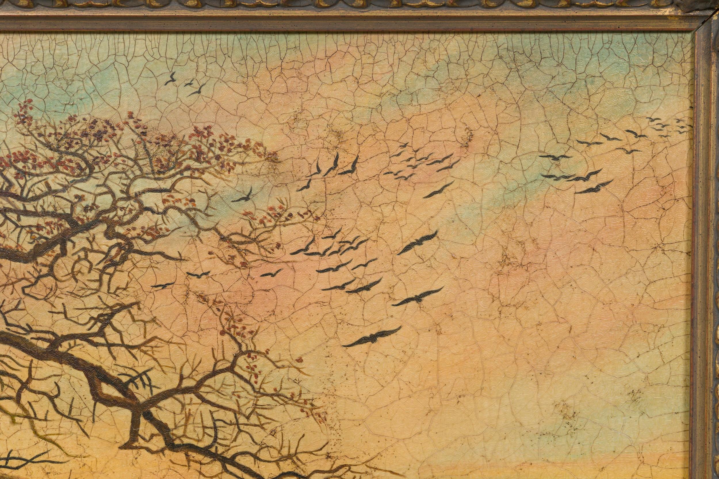 Kopie von „Baum mit Crows“, Landschaftsgemälde (Deutsch) im Angebot