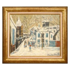 Cuadro impresionista de Utrillo, pintado a mano, finales del siglo XX