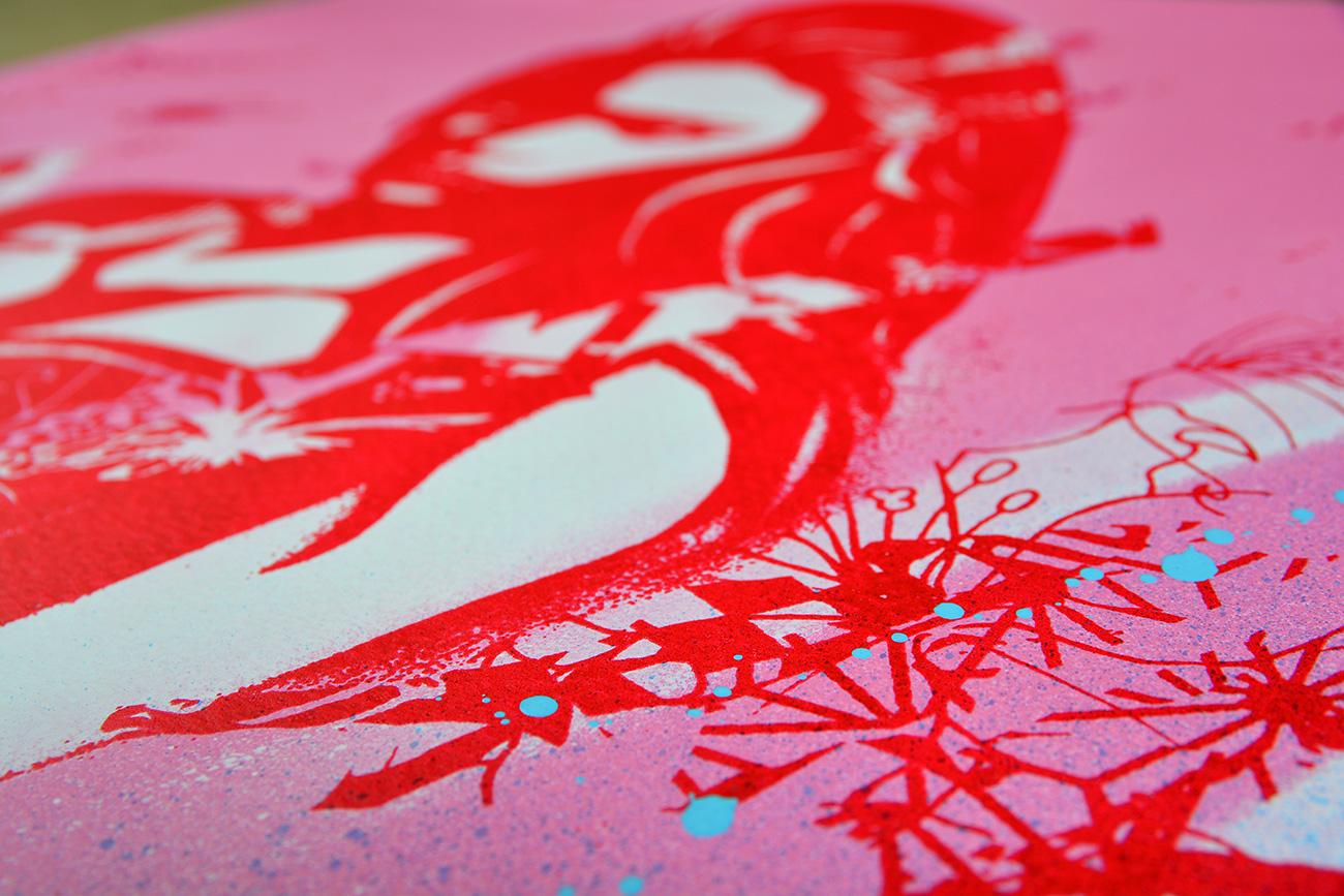 Copyright SADNESS (PINK) Serigrafia, acrilico e spray Street art Graffiti Urban 2