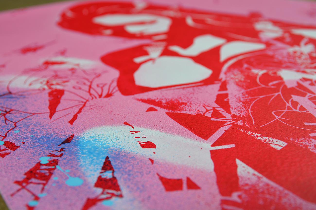 Copyright SADNESS (PINK) Serigrafia, acrilico e spray Street art Graffiti Urban 3