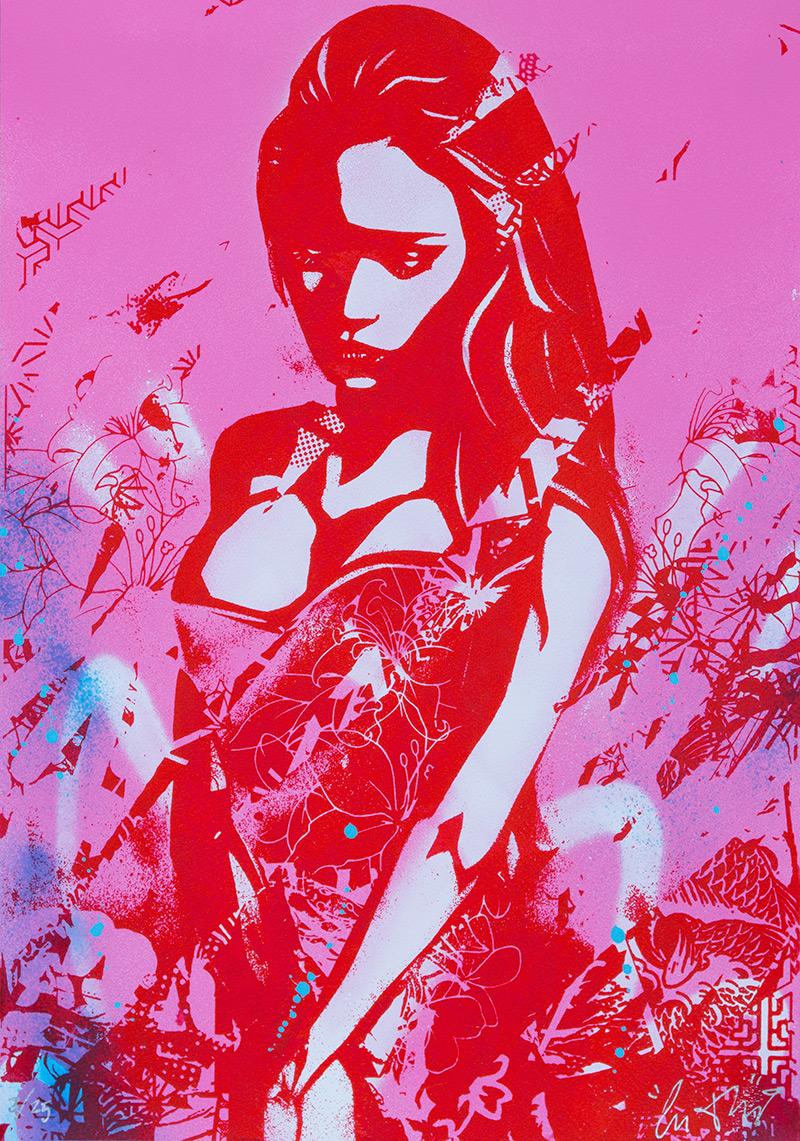 Copyright - Sadness Screen - Pink
Date of creation: 2016
Medium: Silkscreen, acrylic and spray paint on paper
Edition: 25
Size: 50 x 35 cm
Condition: In perfect conditions and never framed
Observations: Silkscreen hand finished by Copyright with