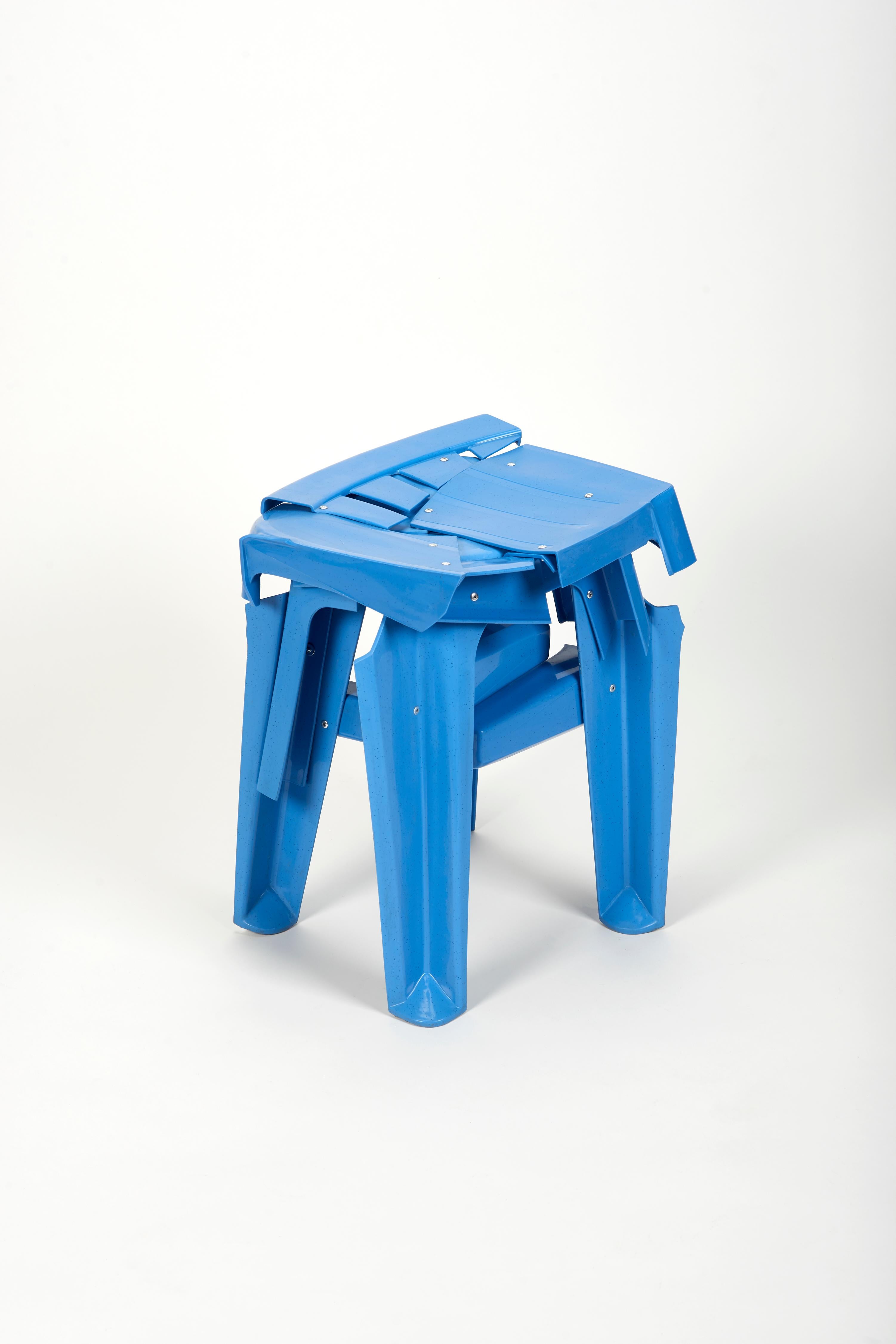 Modern Copytopia Stool, Pierre Castignola, Bright Blue For Sale