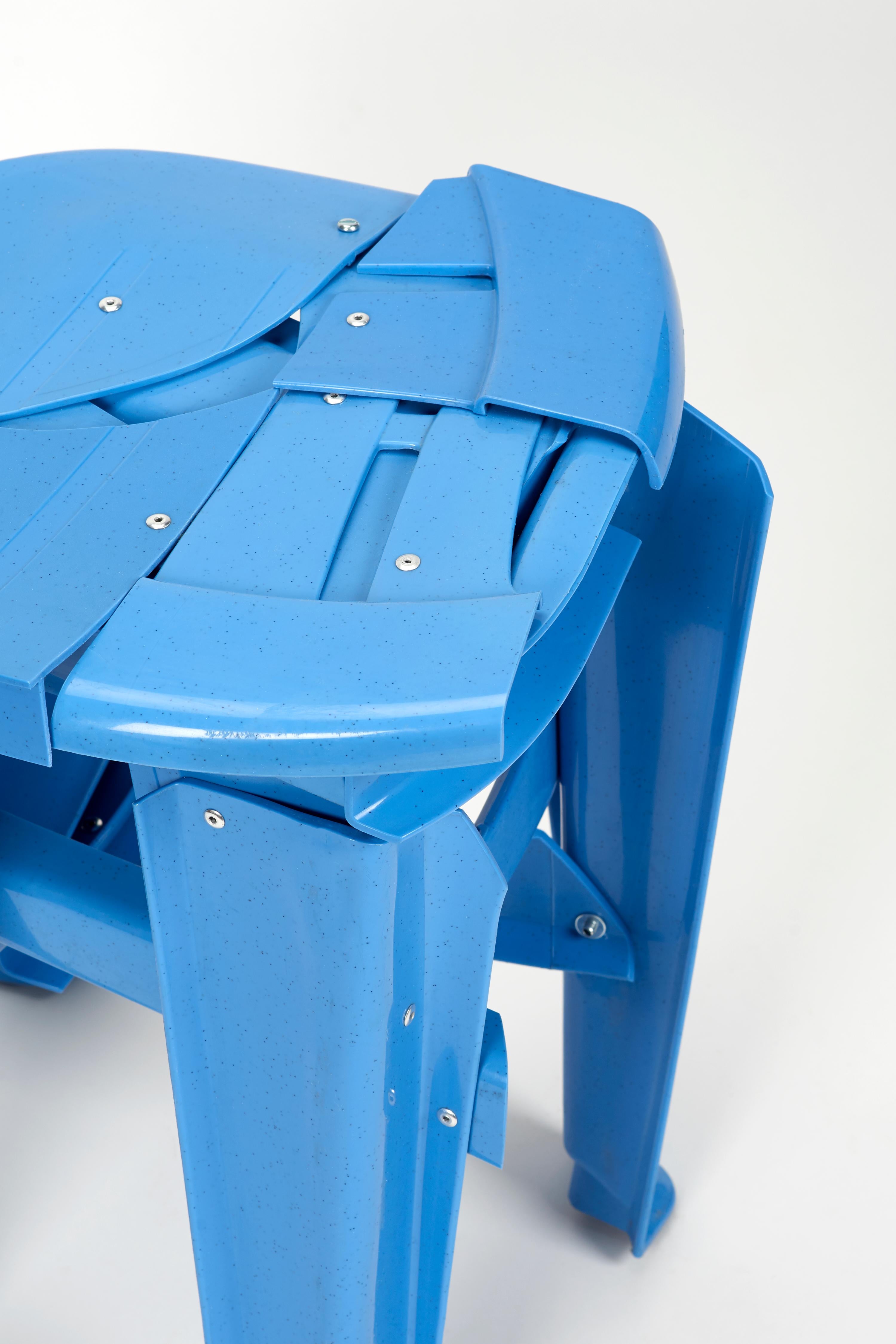Contemporary Copytopia Stool, Pierre Castignola, Bright Blue For Sale
