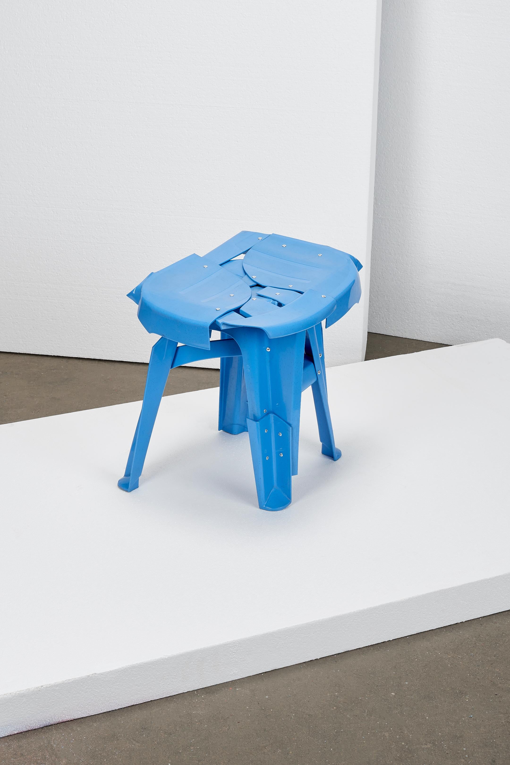 Plastic Copytopia Stool, Pierre Castignola, Bright Blue For Sale