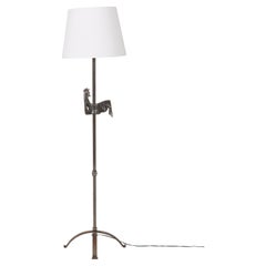 Coq Floor Lamp In Wrought Iron, 1950s, France