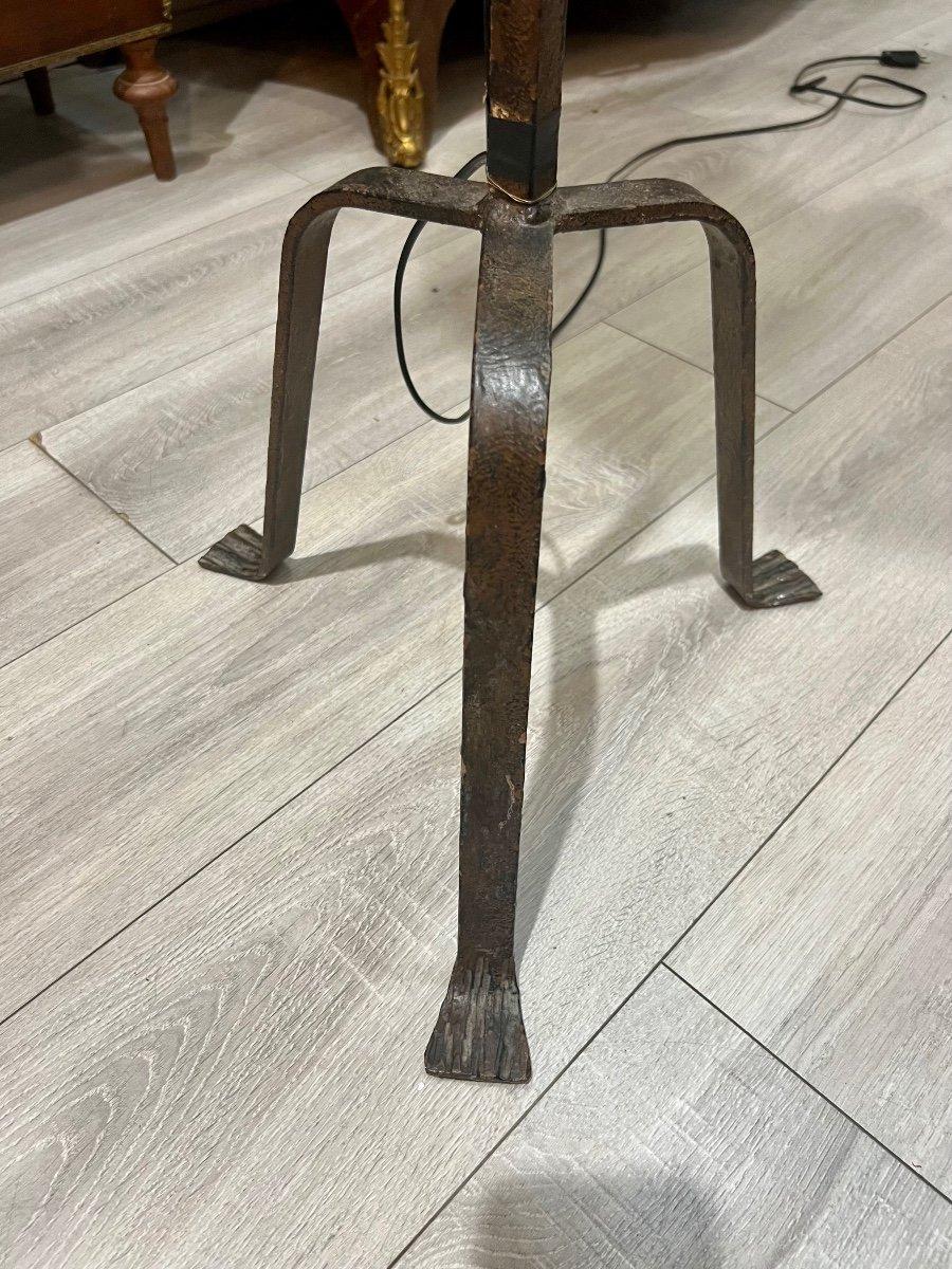Mid-20th Century Coq Wrought-Iron Floor Lamp, attributed to Jean Touret, Ateliers MAROLLES, 1950 For Sale