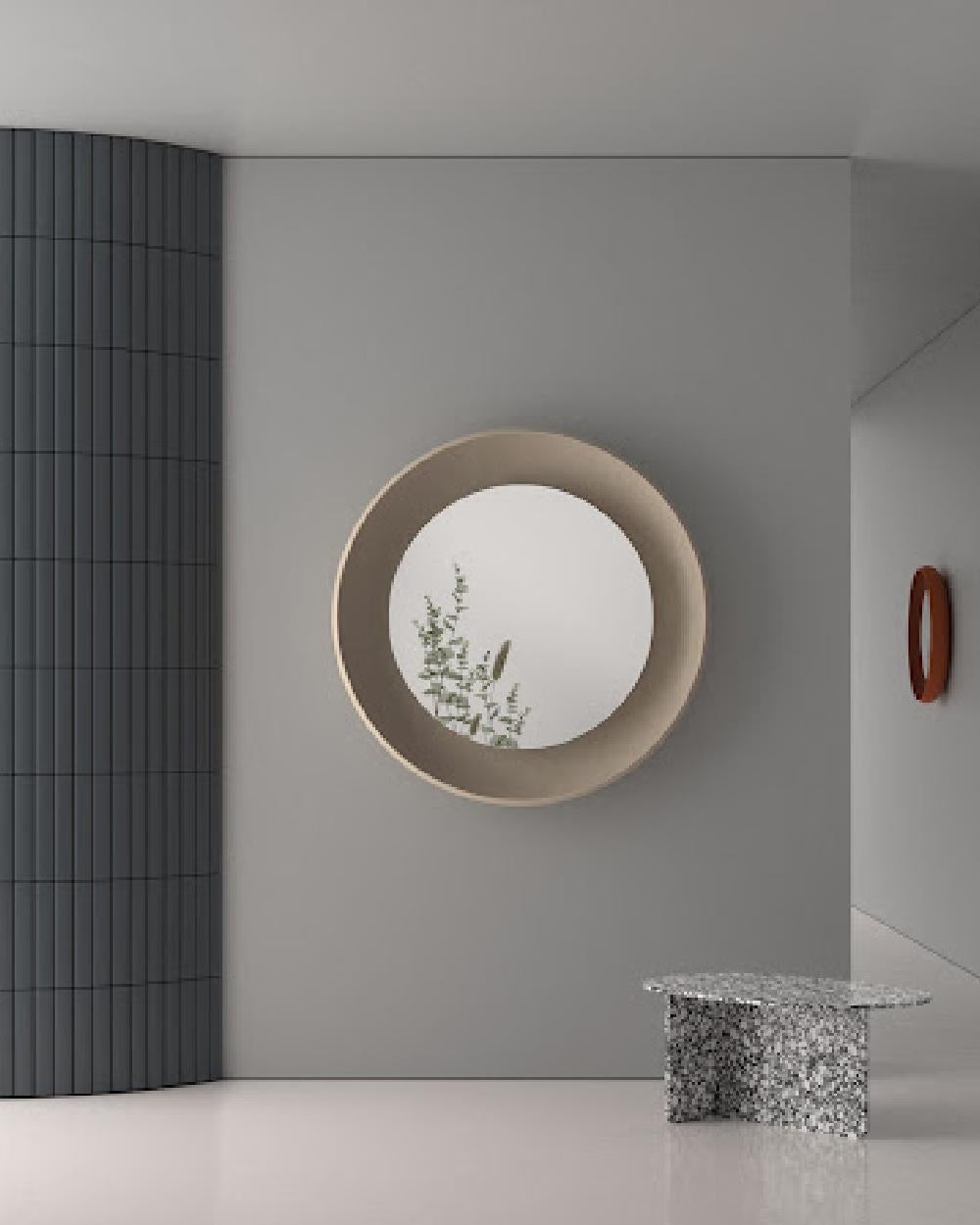 XXIe siècle et contemporain Petit miroir avec cadre en céramique émaillée Peltro d'Alain Gilles en vente