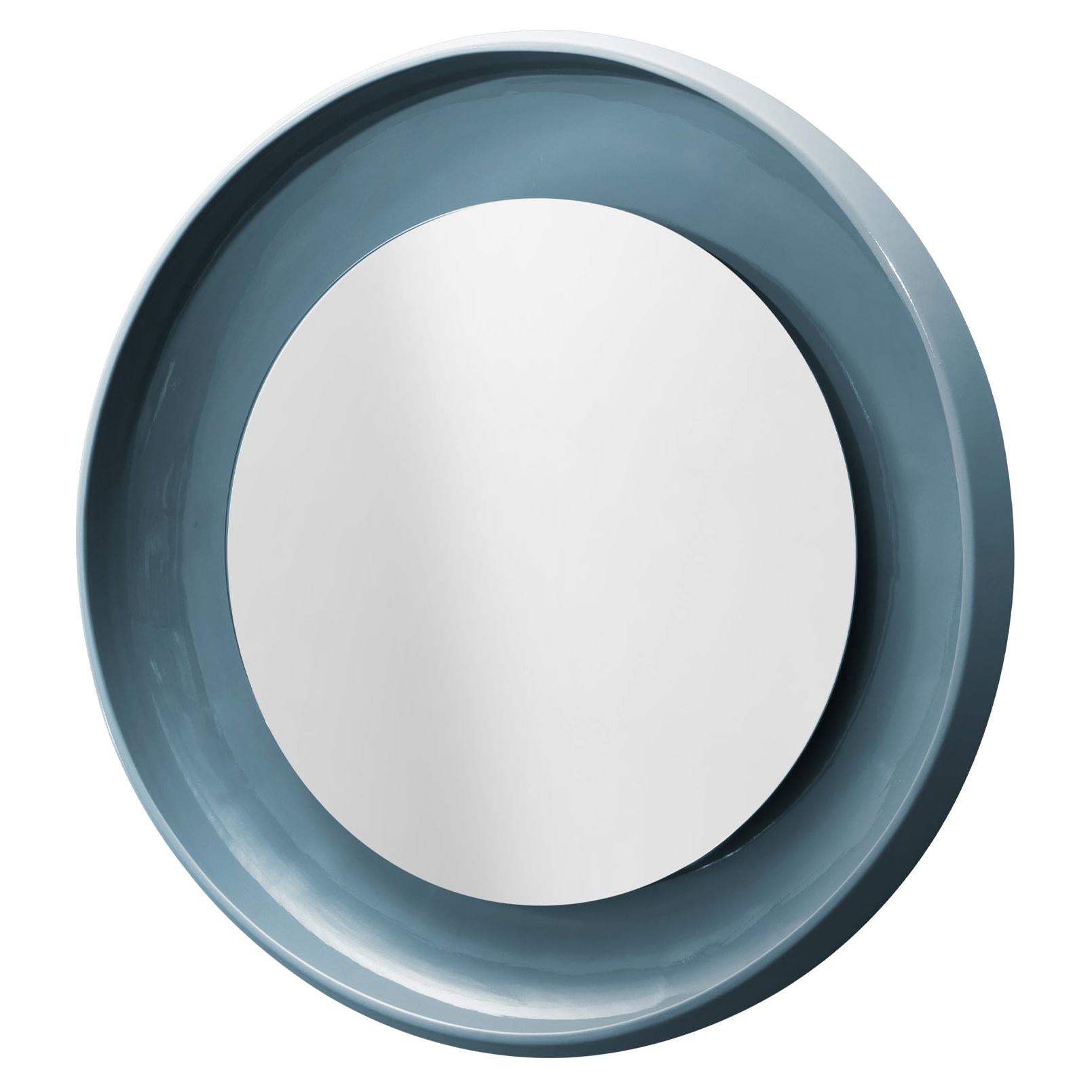Coque Small Mirror with Ceramic Frame in Peltro Glazed Ceramic by Alain Gilles For Sale
