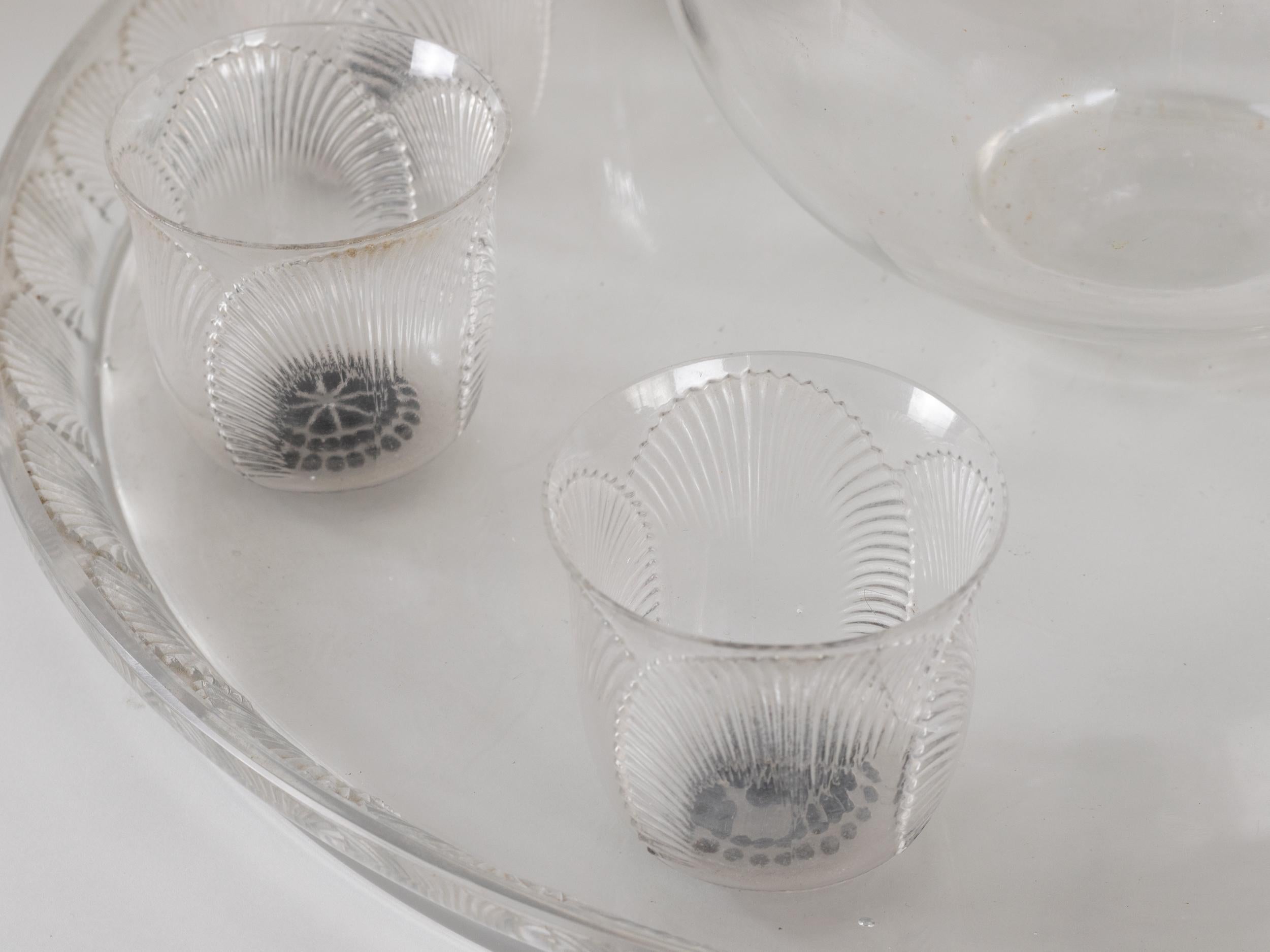 French Coquelicot Drinks Service by Rene Lalique, 1930s For Sale
