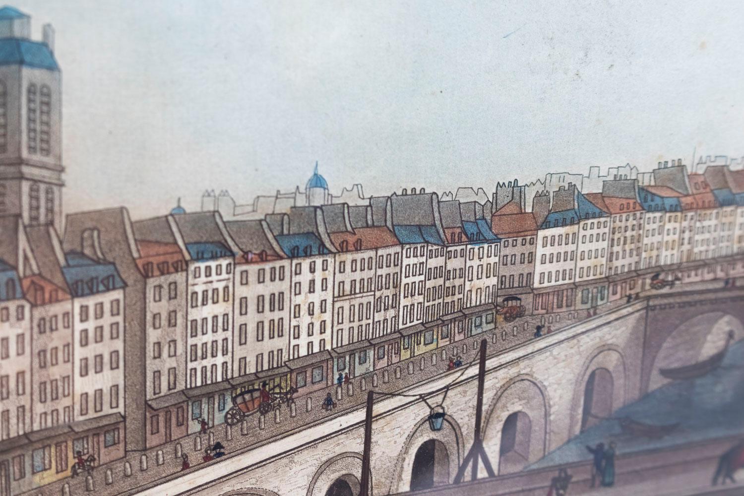 Empire Coqueret, View of Paris N°12, Color Print, Early 19th Century For Sale