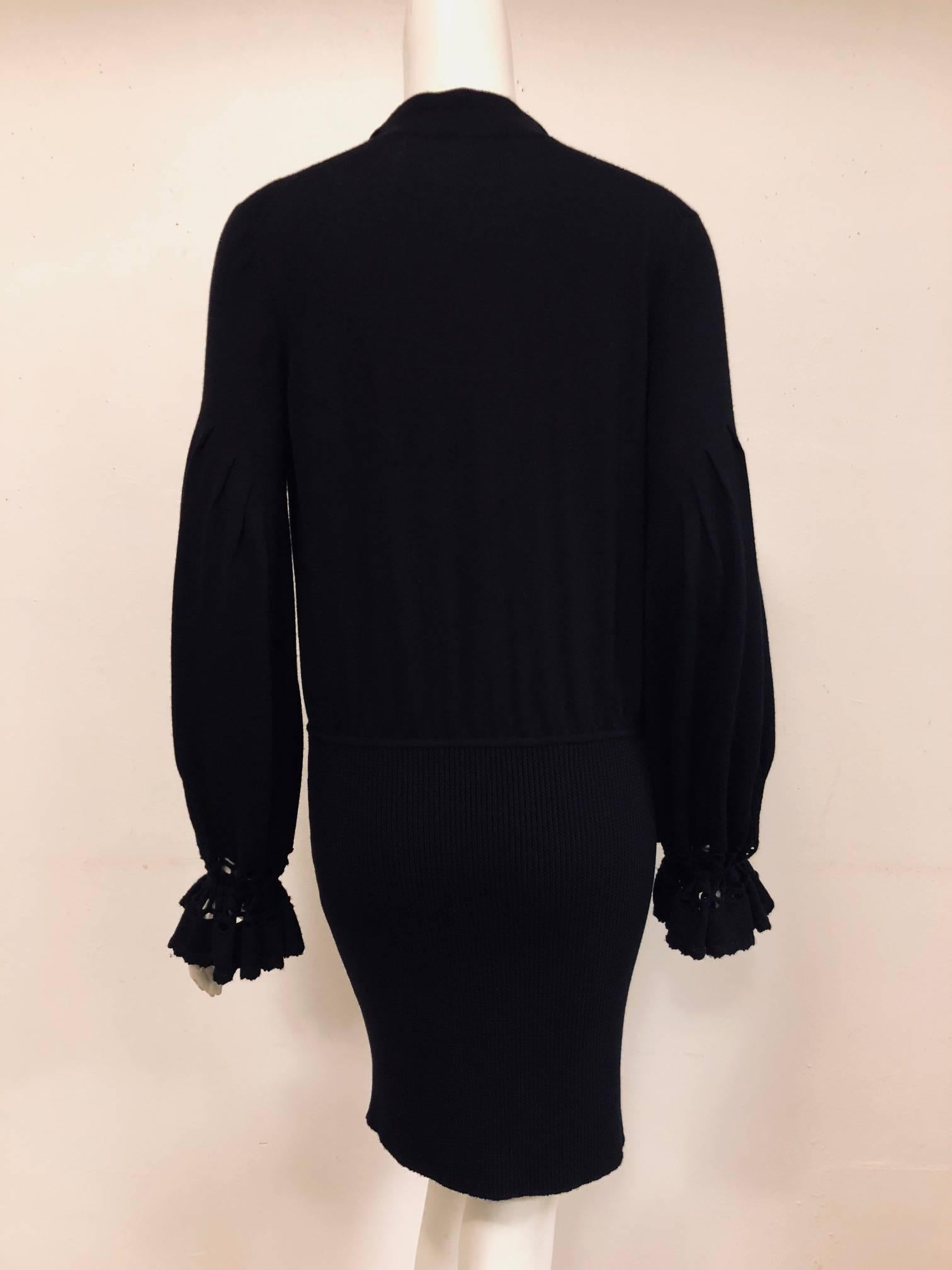 Women's Coquettetish Chanel Black Cashmere Knit Long Sleeve Mini Dress