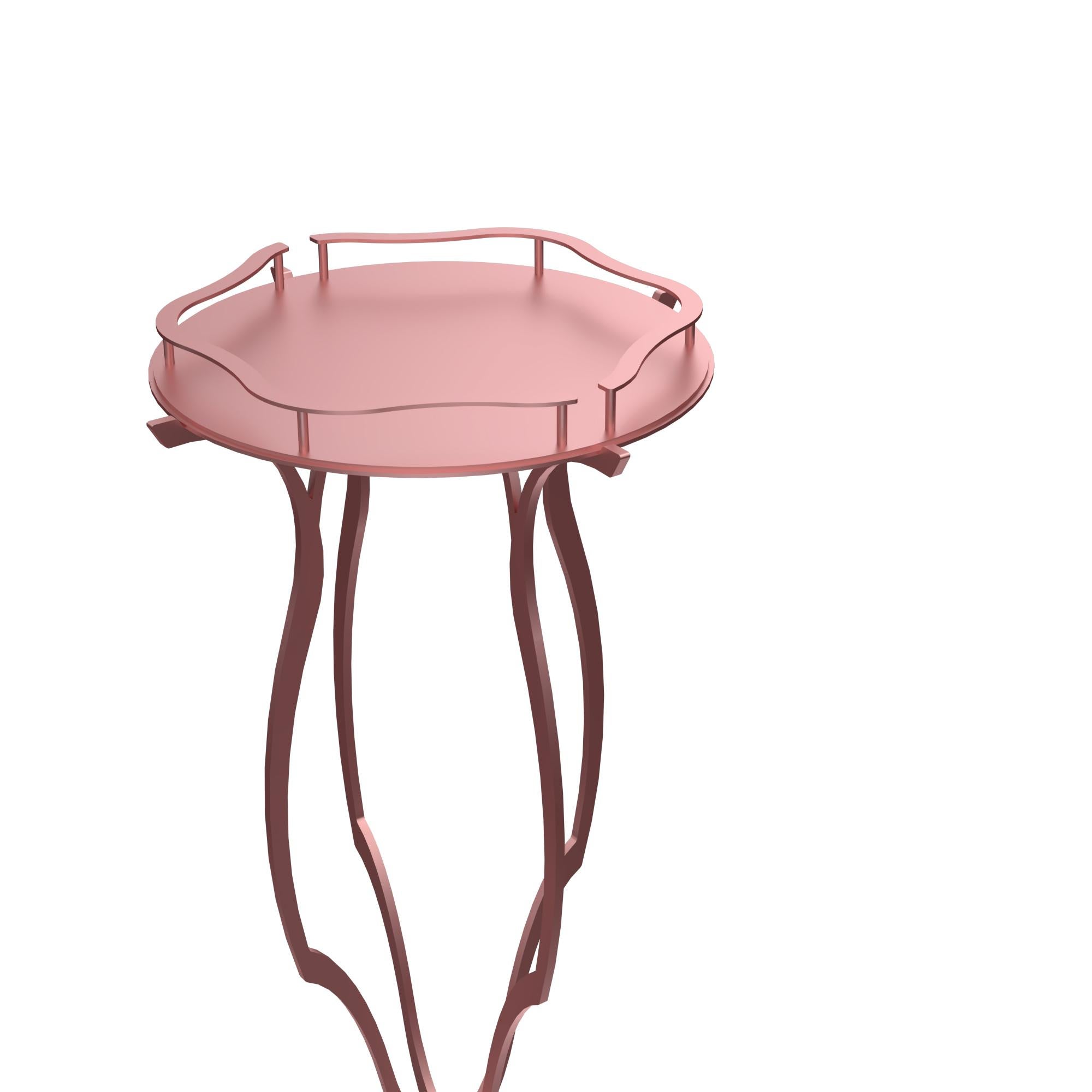 Coquille Etagere von WM Metal Design
Abmessungen: D 45 x H 100 cm. 
MATERIALIEN: Metall.

Coquille, eine exklusive und vielseitige dekorative Metall-Etagere, verfügt über eine markante Struktur in Roségold, die ein abnehmbares Tablett aufnehmen