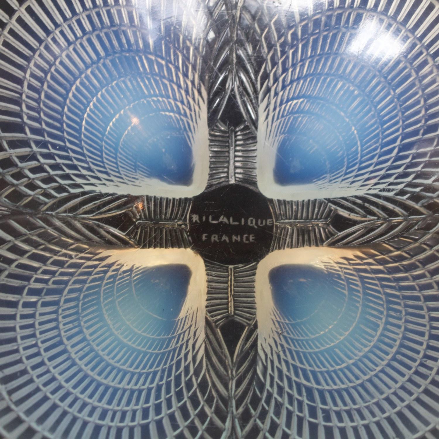 Art Deco Coquilles Bowl No.3 a Blue Opalescent Glass Bowl by René Lalique