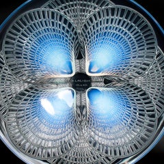 René Lalique "Coquilles" Blue Opalescent Frosted Glass Plate French Circa 1930