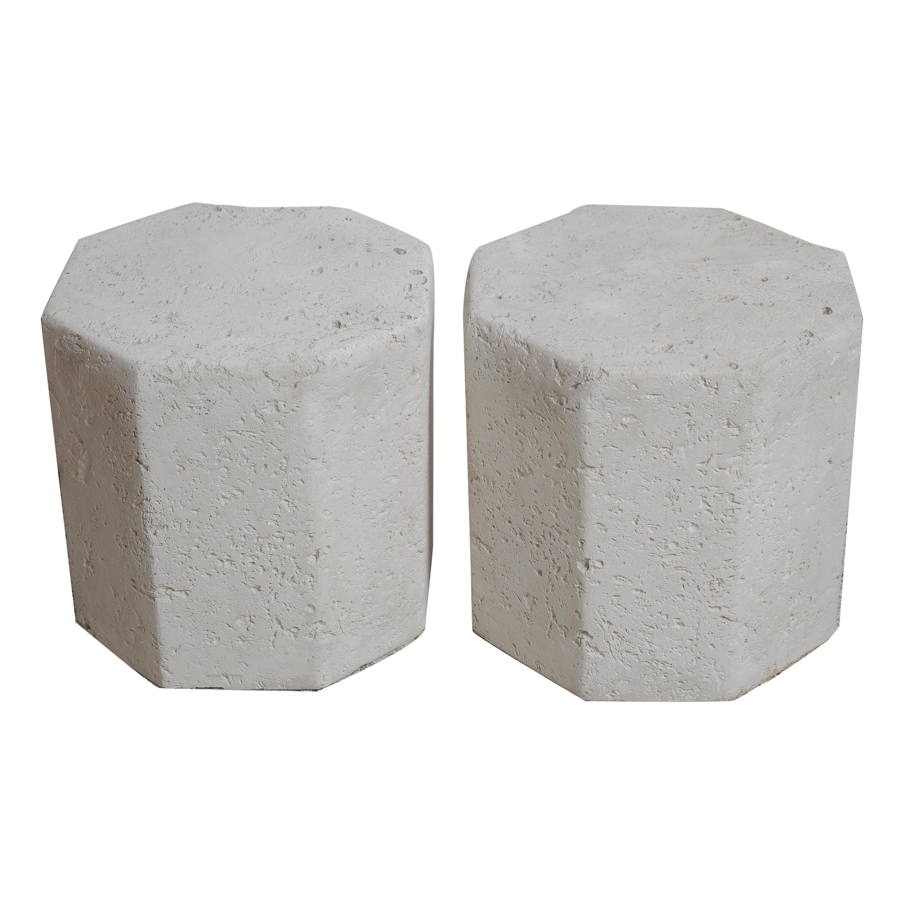 Coquina Cast Stone Octagonal Tables/Stools