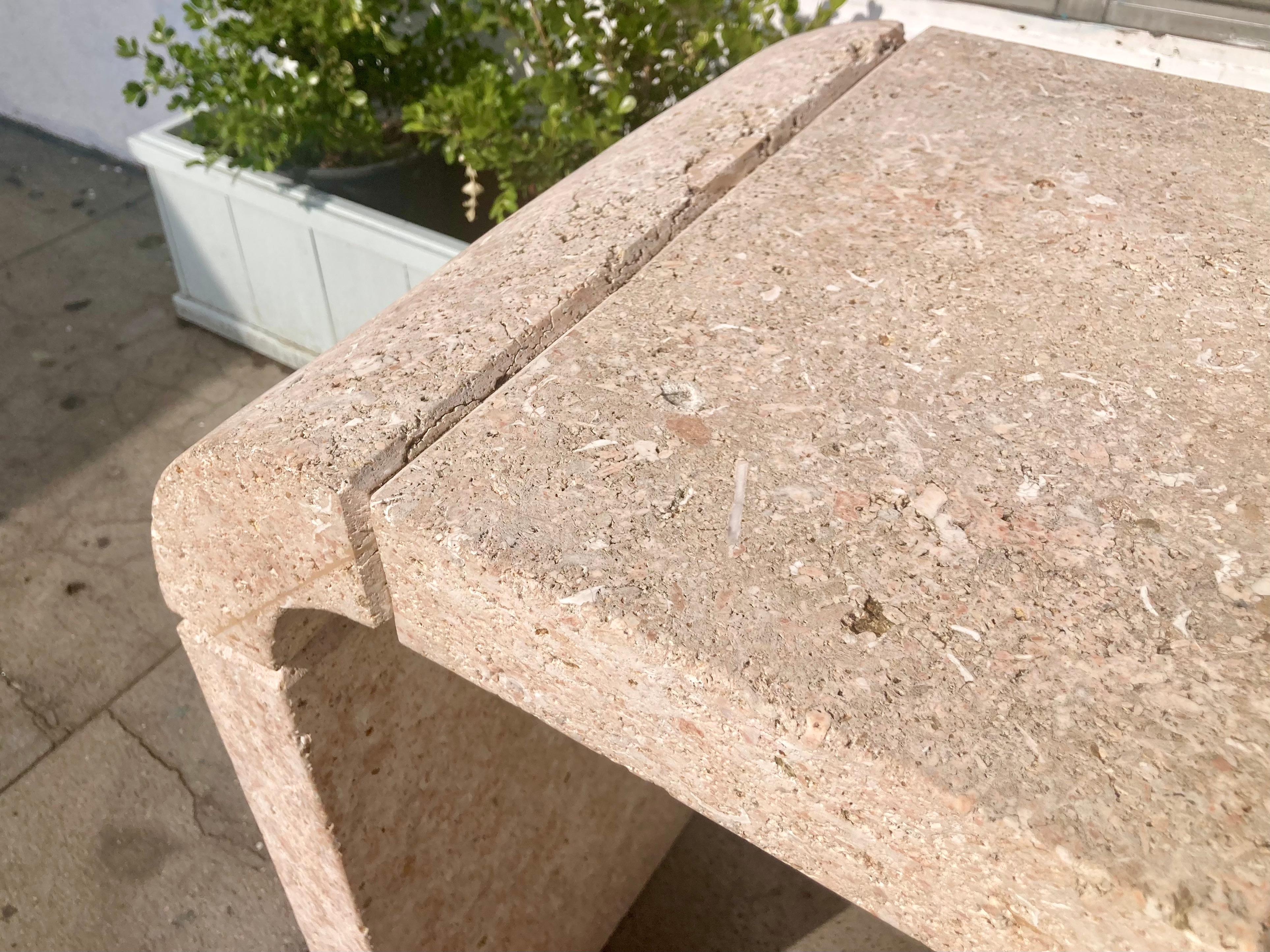 Coquina Console With Pinkish Tone For Sale 7